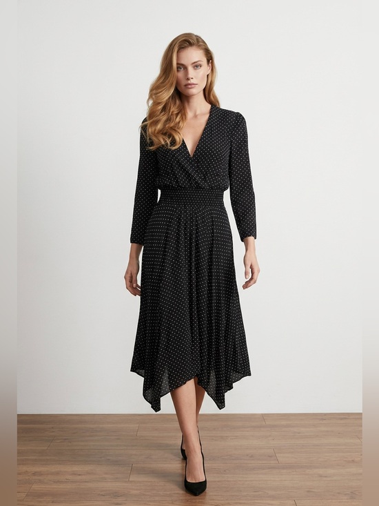 Maje Dresses & Skirts - MAJE Black Polka Dot Midi Dress Size 34